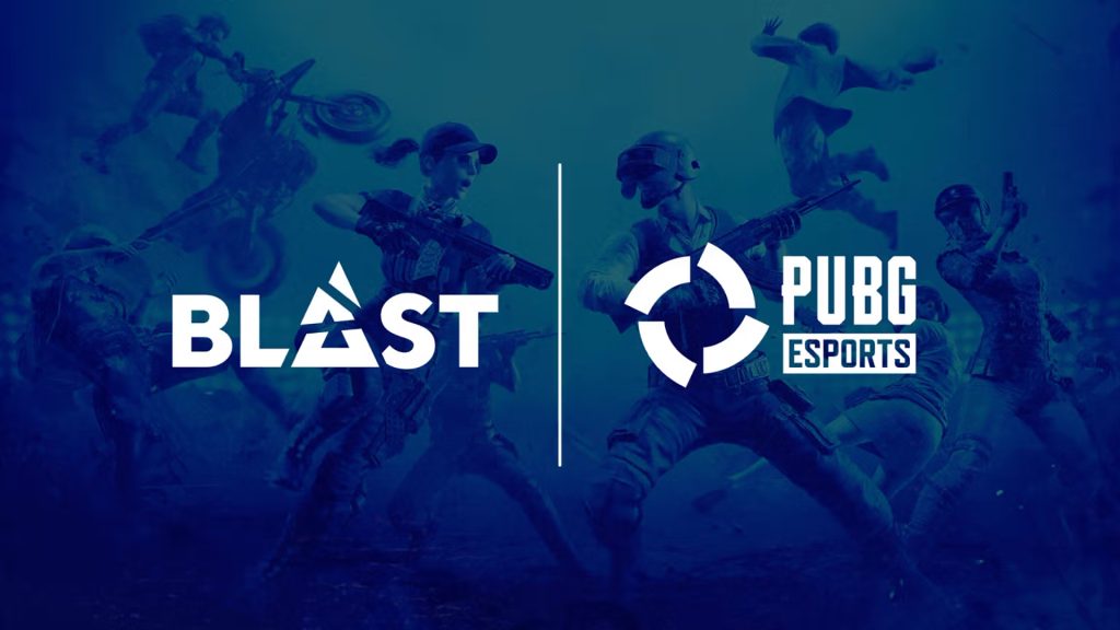 Image of BLAST and KRAFTON logos on a blue background with PUBG players in the background