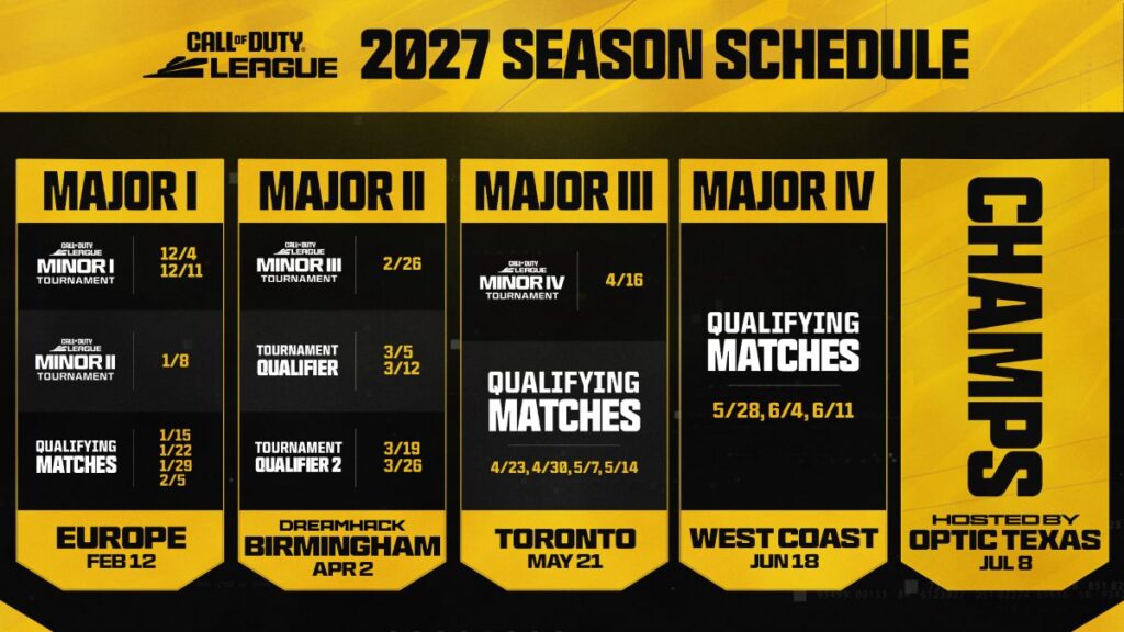 Call of Duty League details 2027 season schedule