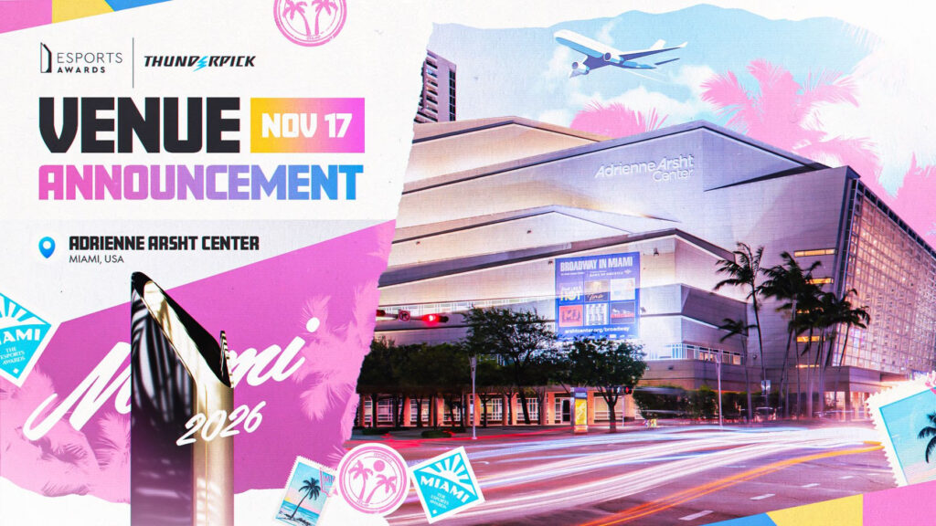 Esports Awards selects Adrienne Arsht Center as Miami venue for 2026 ceremony